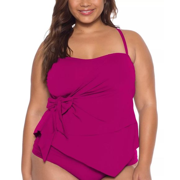 BECCA ETC Plus Size Wrap Tankini Top Pomegranate Size 1X - Picture 1 of 1